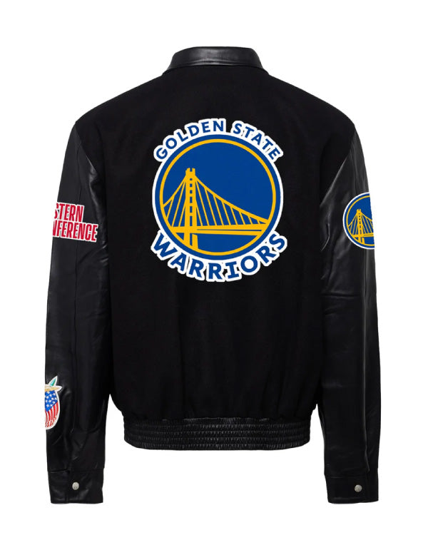 Golden State Warriors Black Wool & Leather Jacket