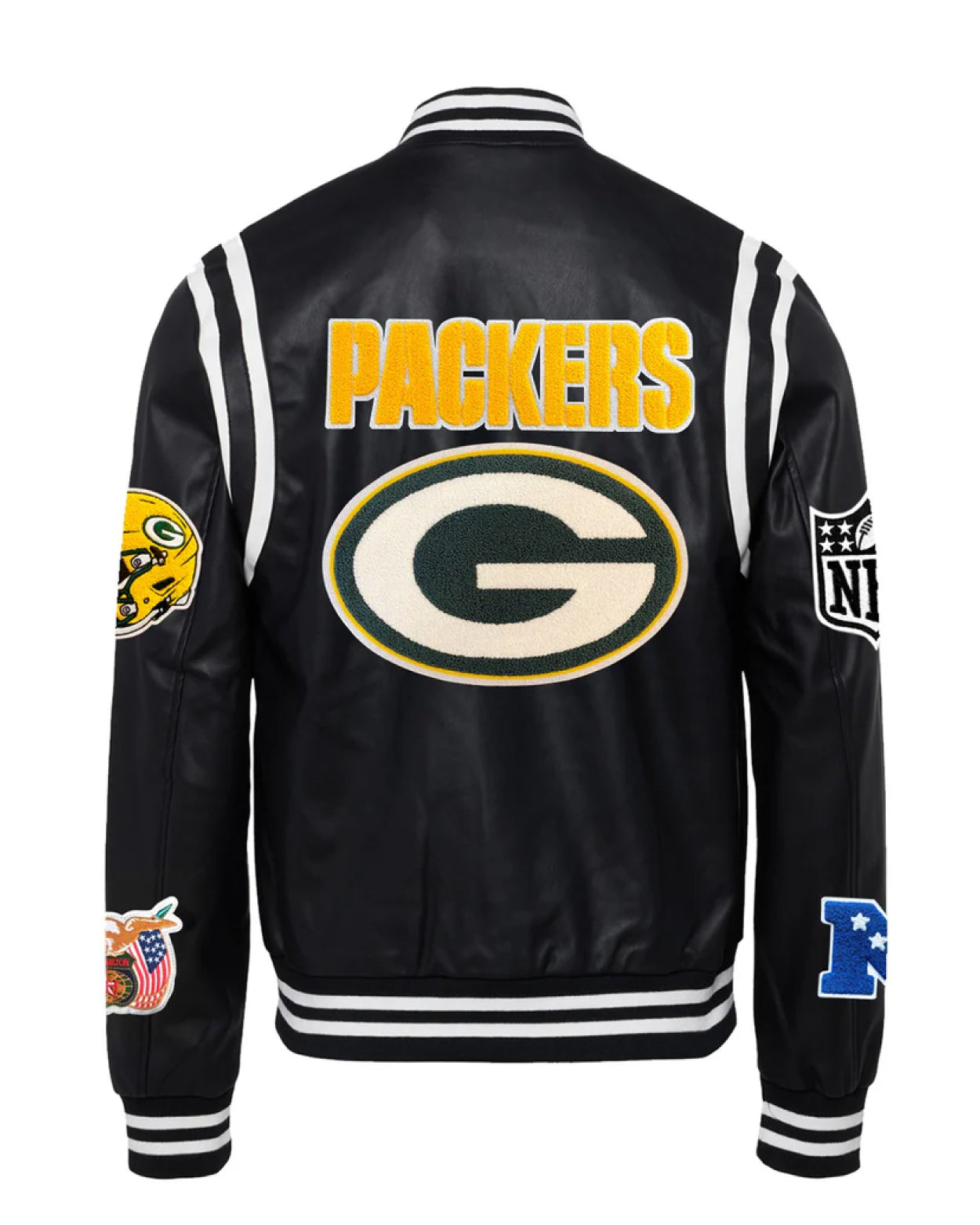 Green Bay Packers Black/White Vegan Leather Jacket