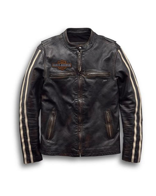 Harley Davidson Sleeve Stripe Leather Jacket