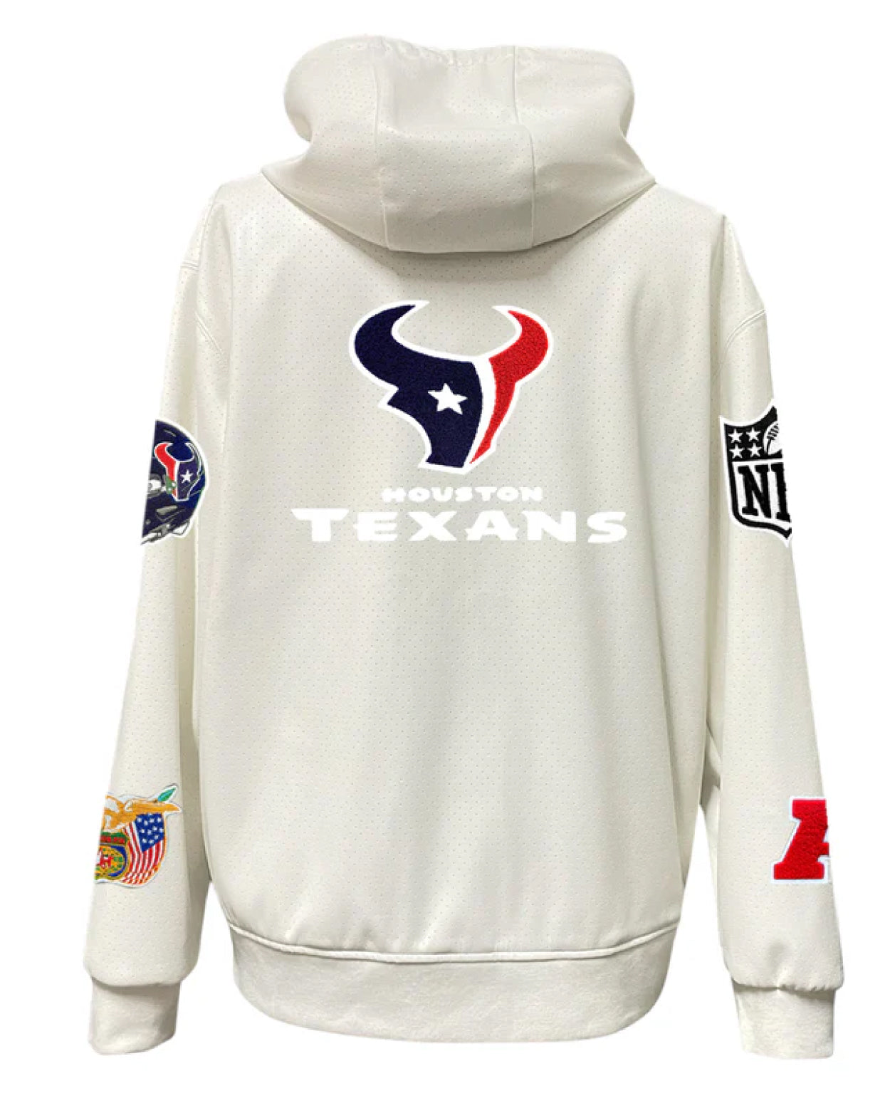 Houston Texans Lightweight White Vegan Zip-up Hooded Jacket