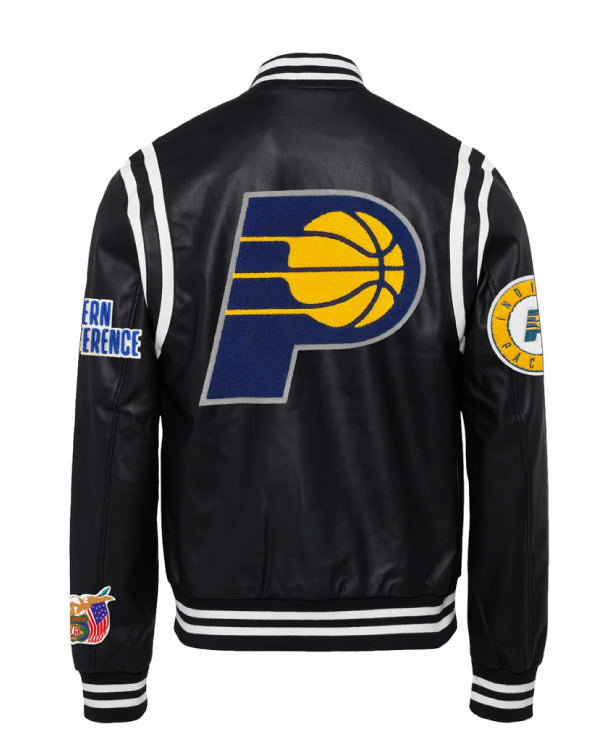 Indiana Pacers Vegan Black/White Leather Jacket