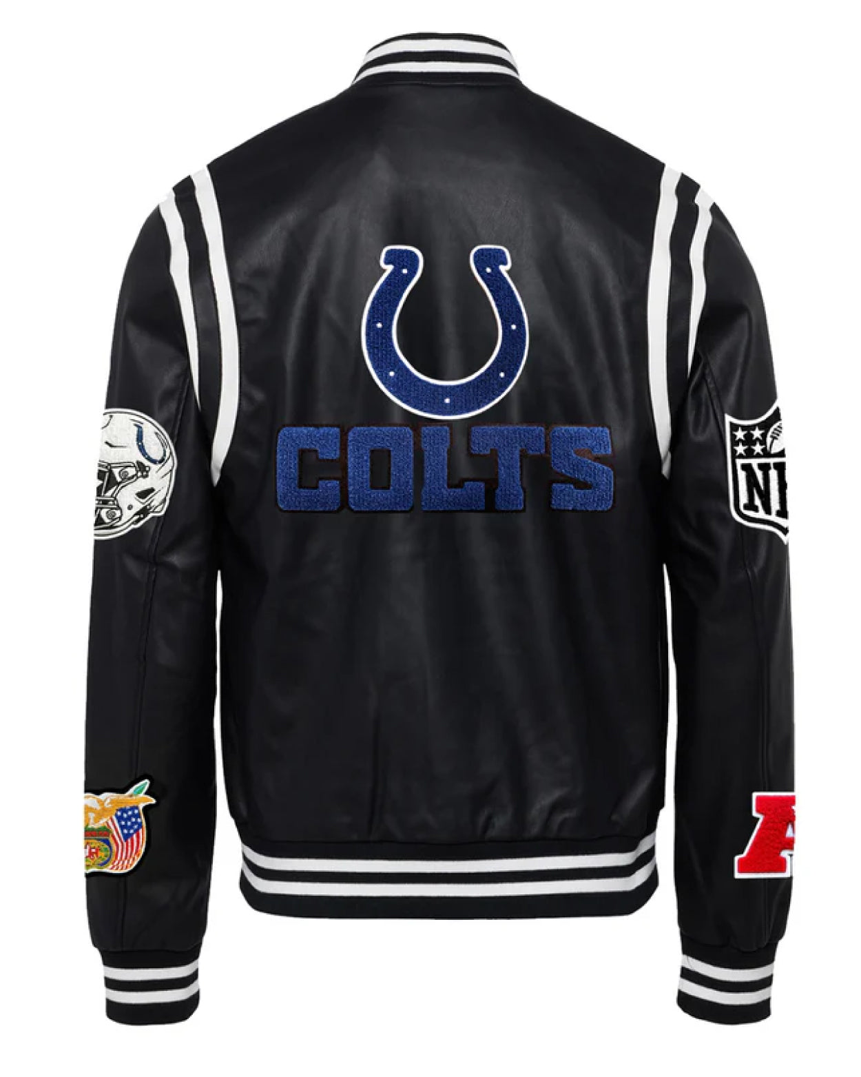 Indianapolis Colts Black/White Vegan Leather Jacket