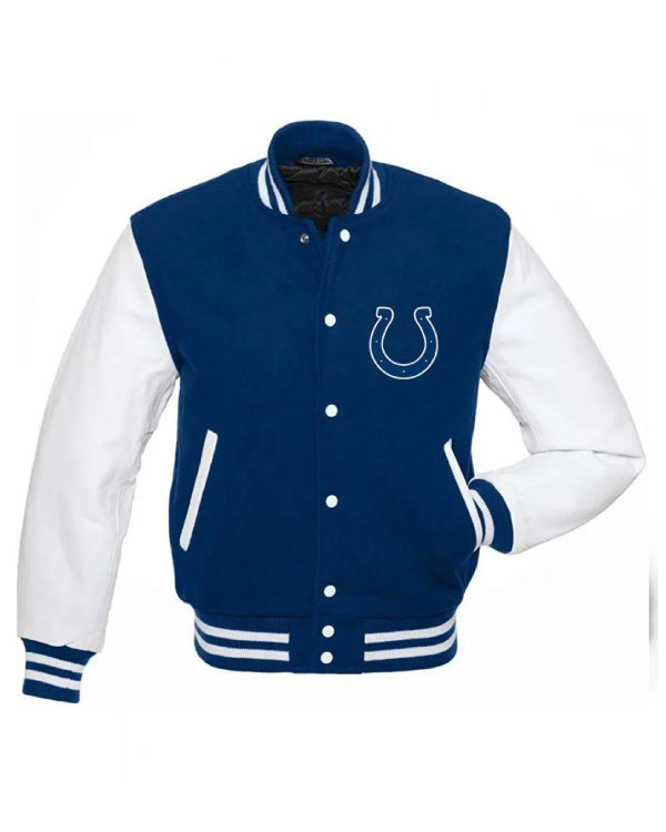 Indianapolis Colts Blue and White Letterman Jacket