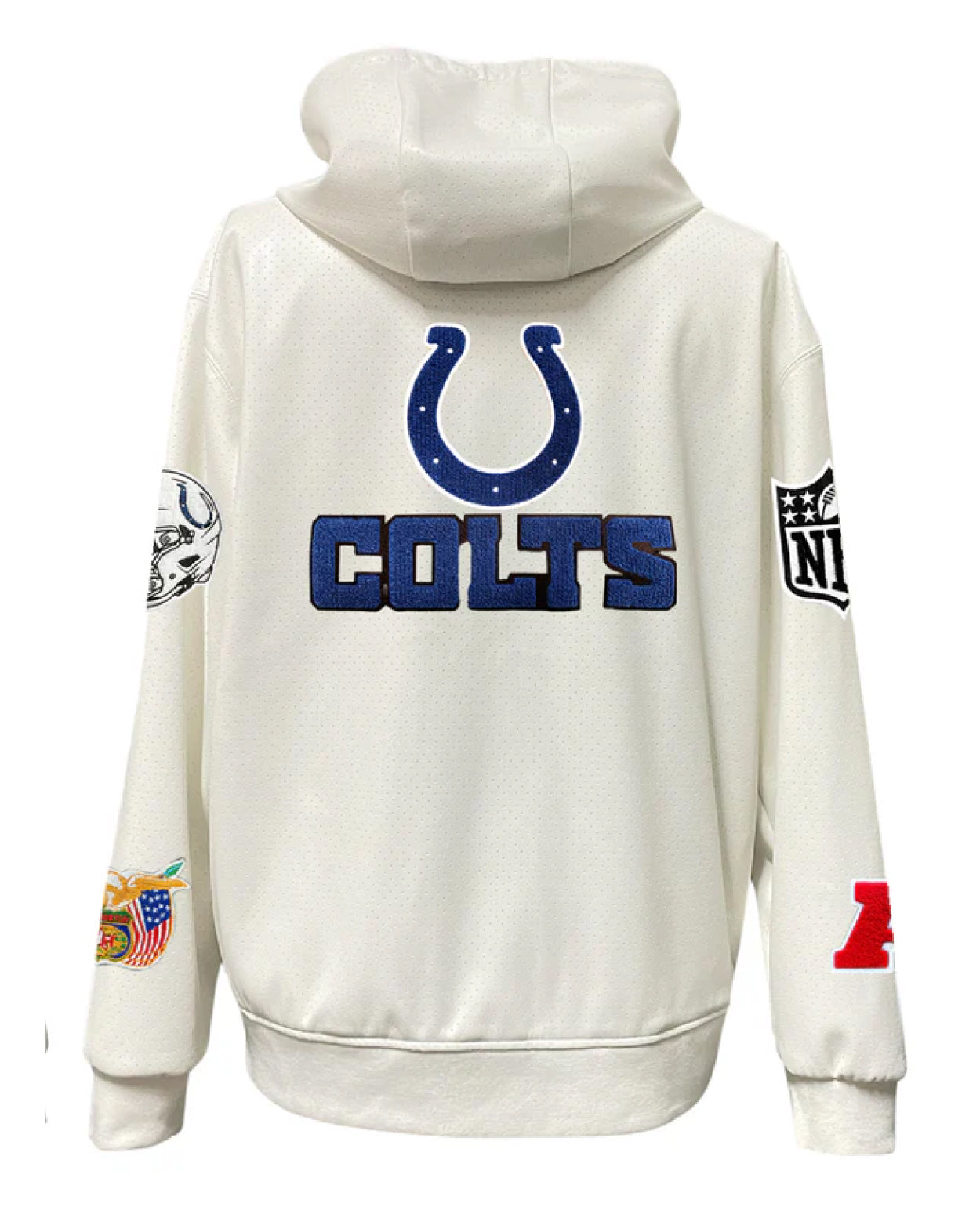 Indianapolis Colts Lightweight White Vegan Zip-up Hooded Jacket