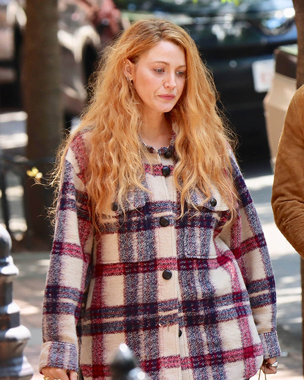 It Ends With Us 2024 Blake Lively Plaid Coat