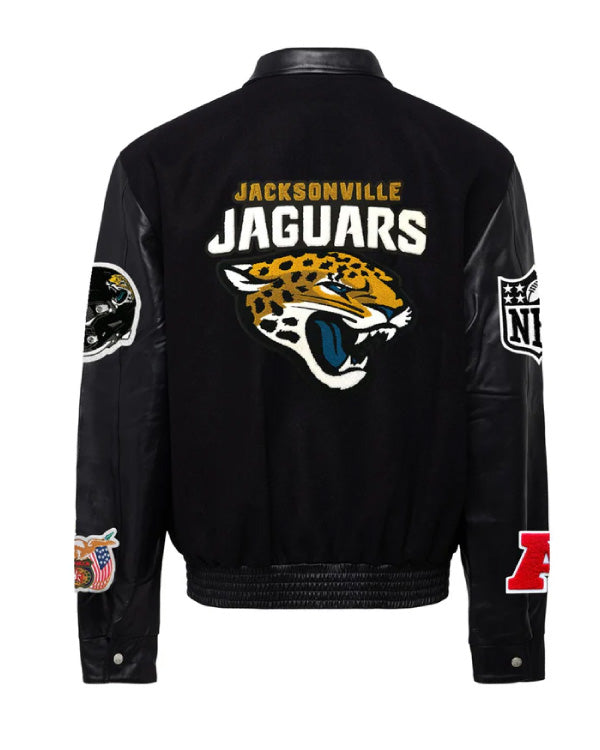 Jacksonville Jaguars Black/black Wool & Leather Varsity Jacket