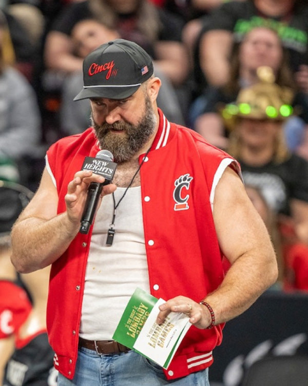 Jason Kelce New Heights Live Show Red Vest