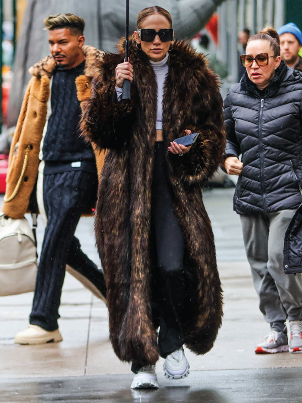 Jennifer Lopez NYC Fur Coat