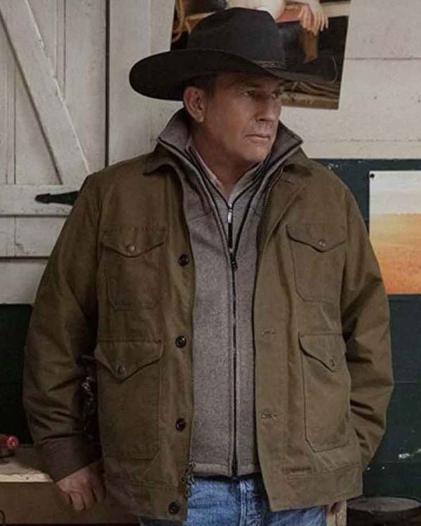 John Dutton Yellowstone Kevin Costner Brown Cotton Jacket