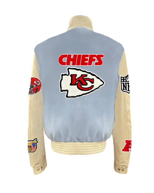 Kansas City Chiefs Baby Blue Wool & Leather Varsity Jacket