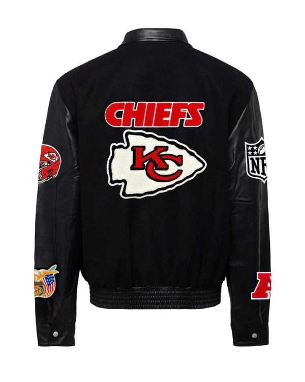 Kansas City Chiefs Black/black Wool & Leather Varsity Jacket