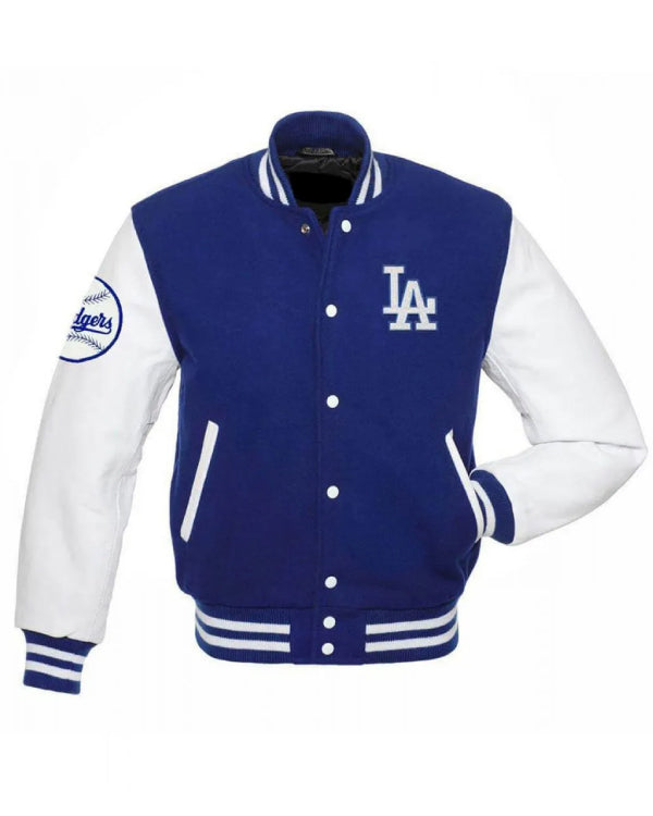 LA Dodgers Blue and White Varsity Jacket