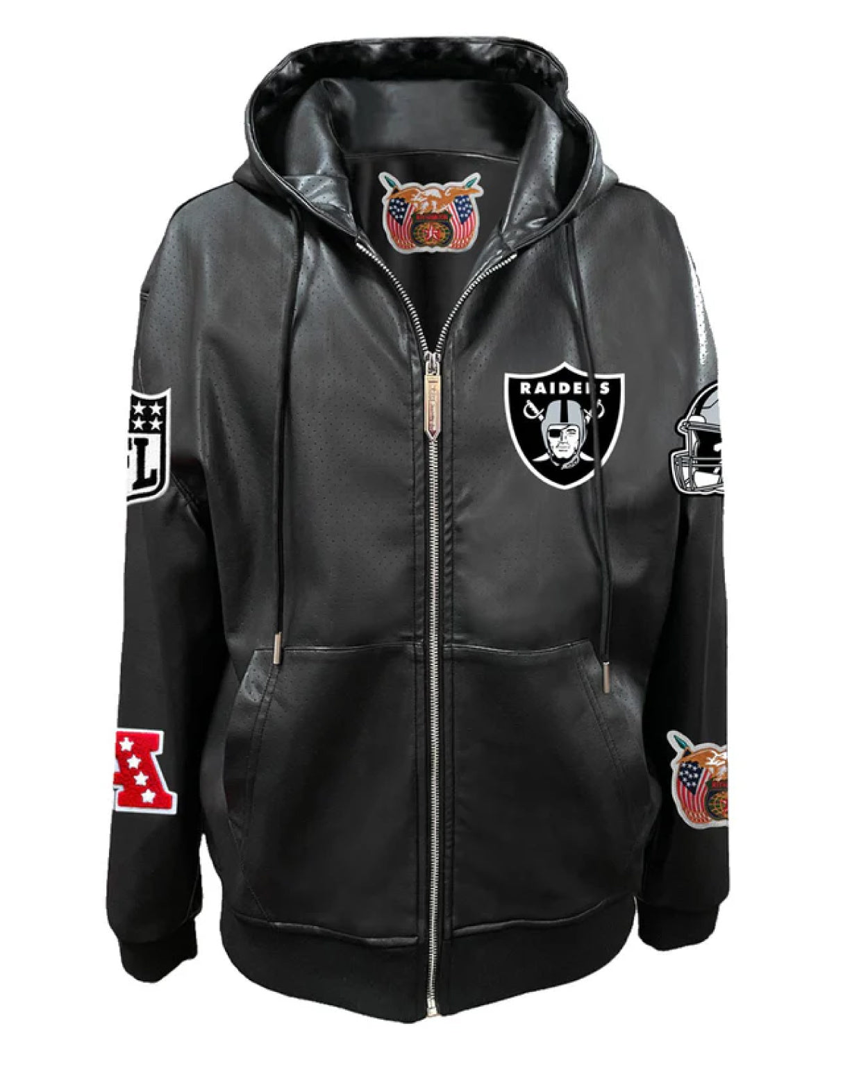 Las Vegas Raiders Lightweight Vegan Zip-up Hooded Jacket