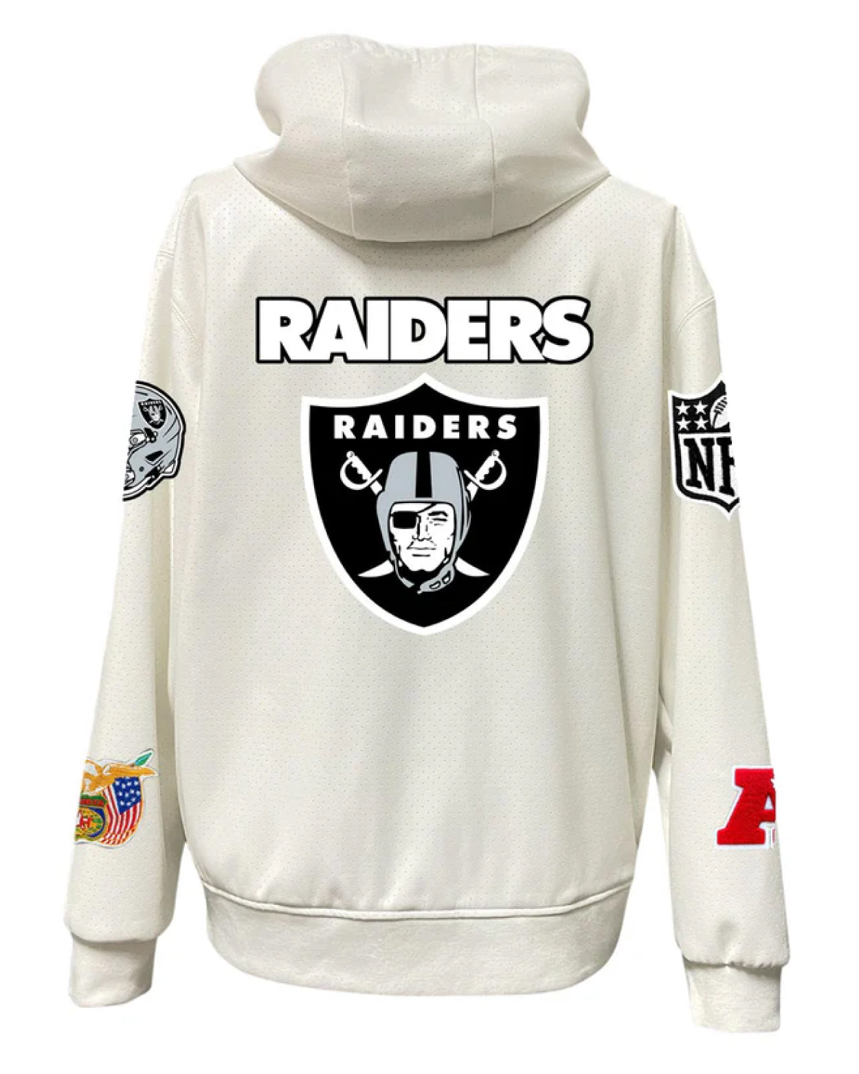 Las Vegas Raiders Lightweight White Vegan Zip-up Hooded Jacket