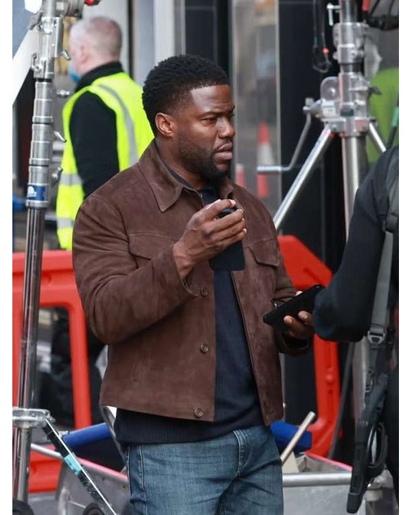 Lift 2024 Kevin Hart Brown Suede Leather Jacket