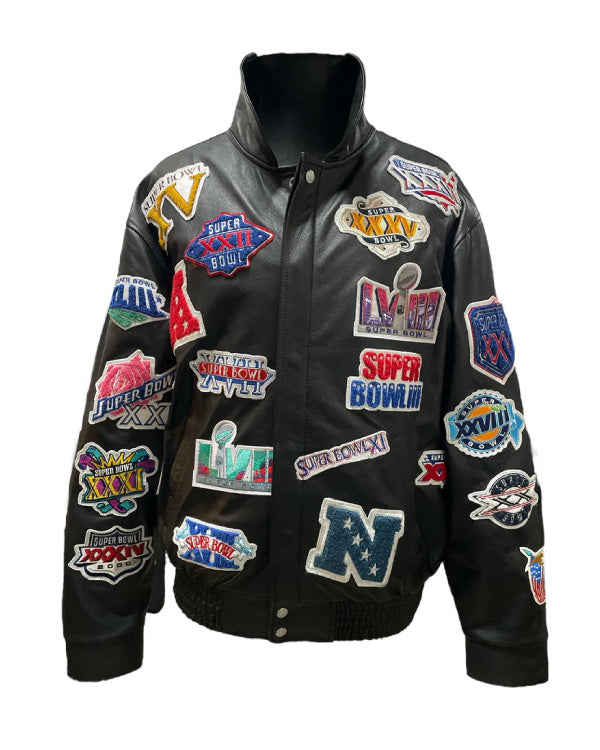 Limited Edition History Of Super Bowl Collage Full Leather Jacket