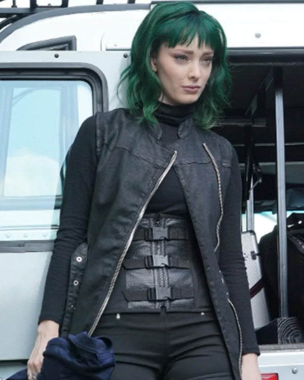 Lorna Dane The Gifted Black Sleeveless Leather Coat