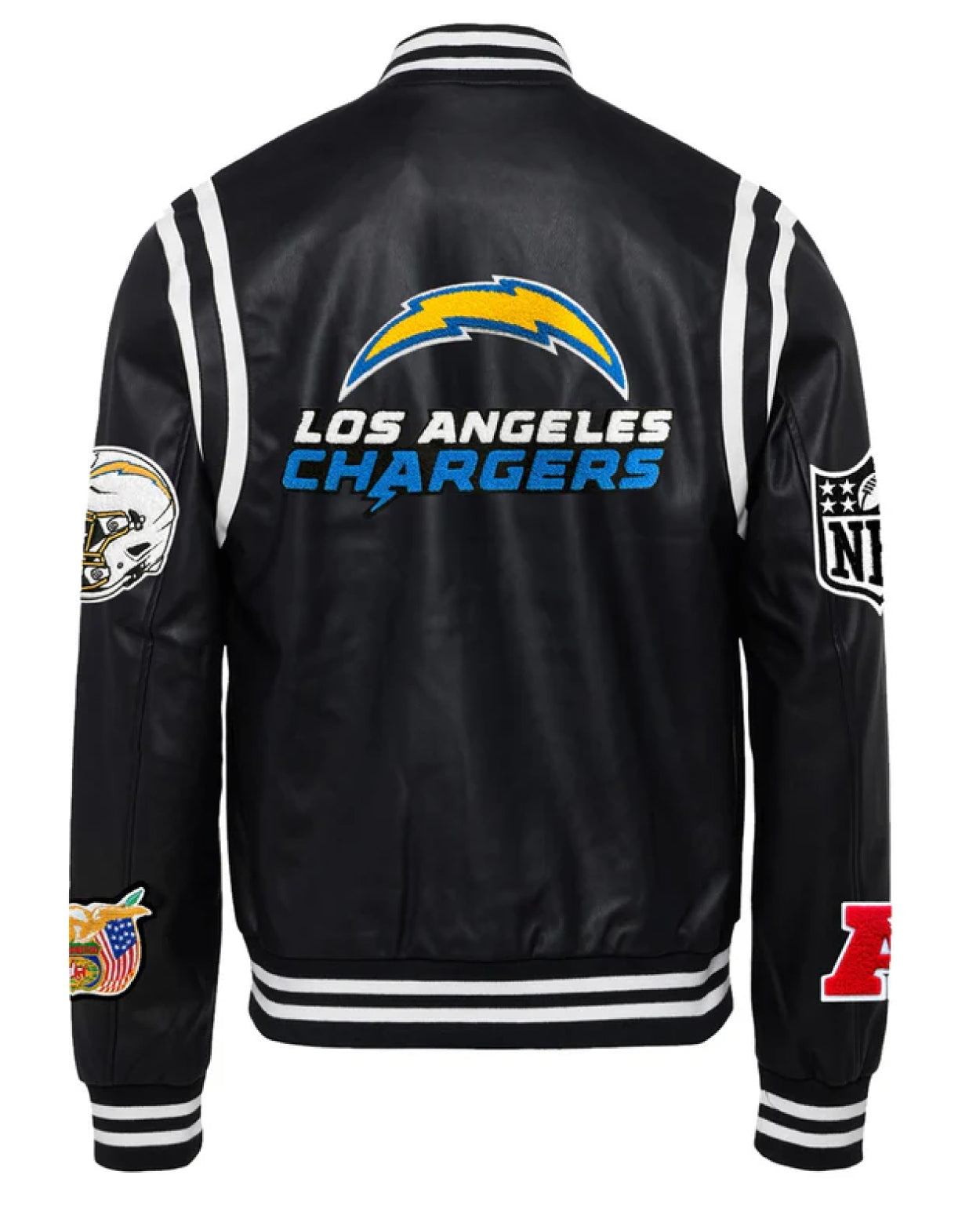 Los Angeles Chargers Black/White Vegan Leather Jacket