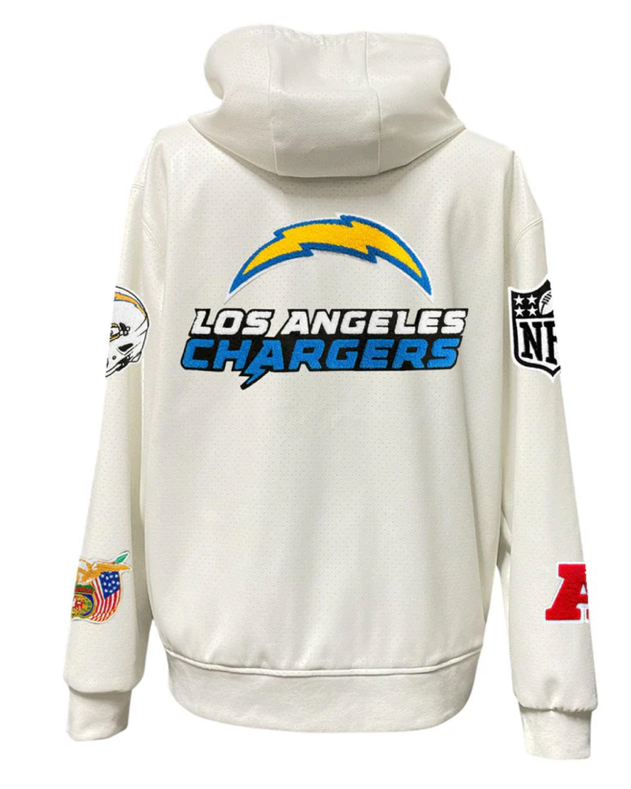 Los Angeles Chargers Lightweight White Vegan Zip-up Hooded Jacket