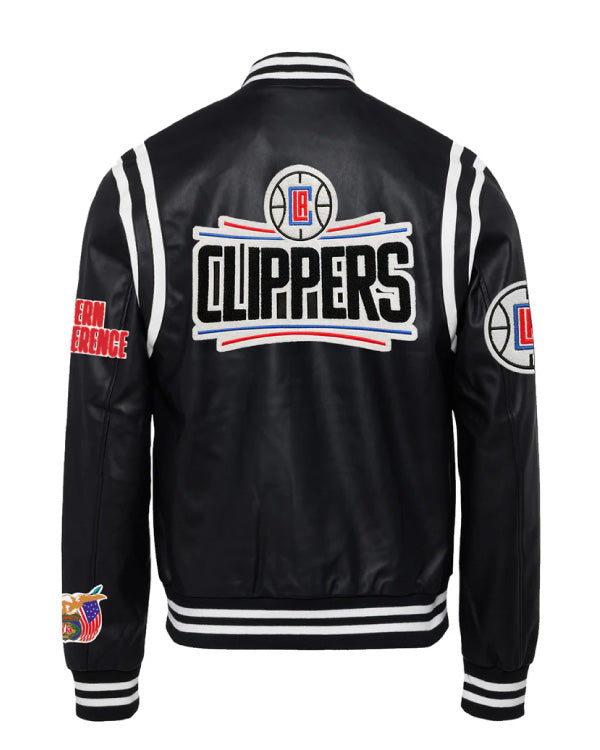 Los Angeles Clippers Black/White Vegan Leather Jacket