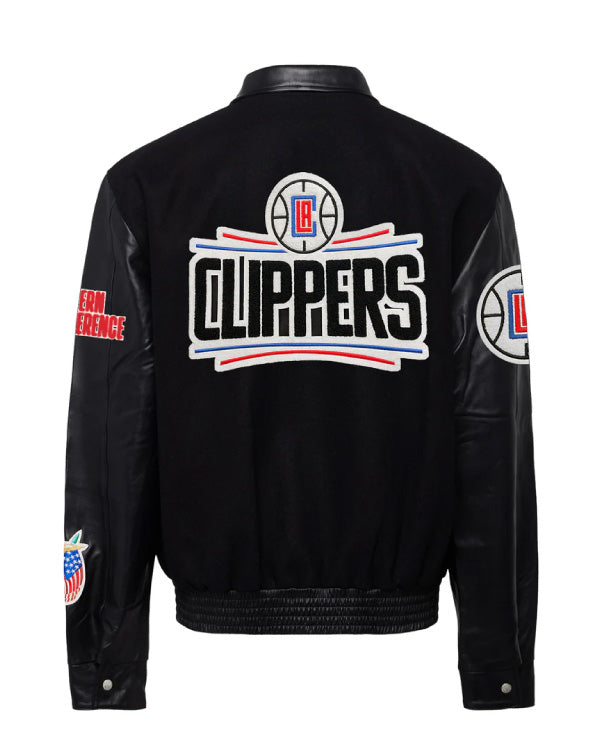 Los Angeles Clippers Black Wool & Leather Jacket