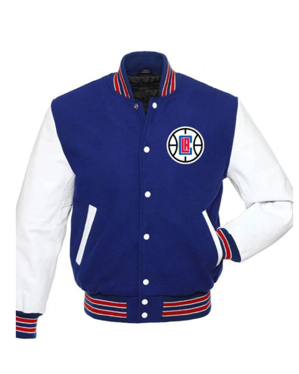 Los Angeles Clippers Varsity Basketball Blue And White Jacket