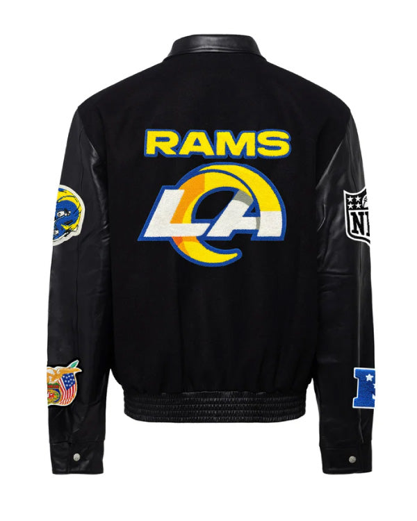 Los Angeles Rams Black/black Wool & Leather Varsity Jacket