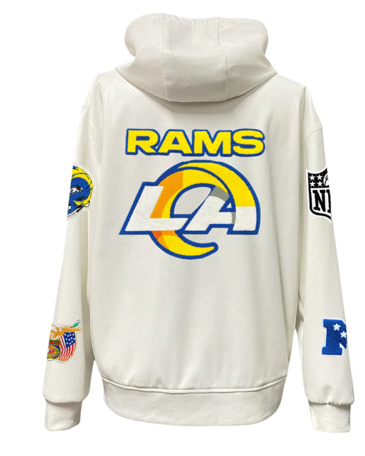 Los Angeles Rams Lightweight White Vegan Zip-up Hooded Jacket