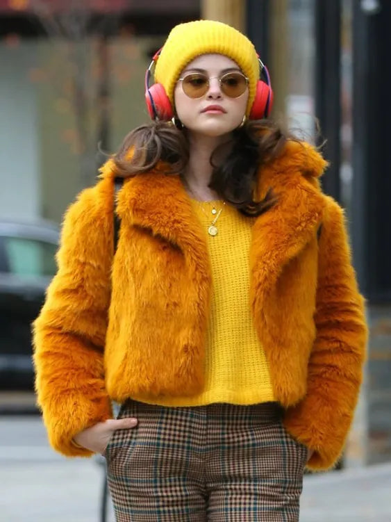 Selena Gomez Only Murders In The Building Orange Fur Jacket