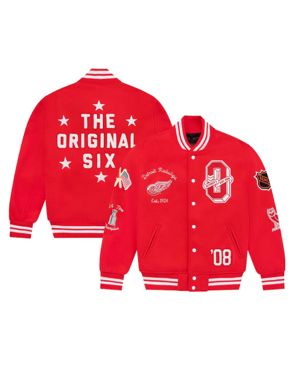 Men's Detroit Red Wings OVO x NHL Red Full-Snap Varsity Jacket