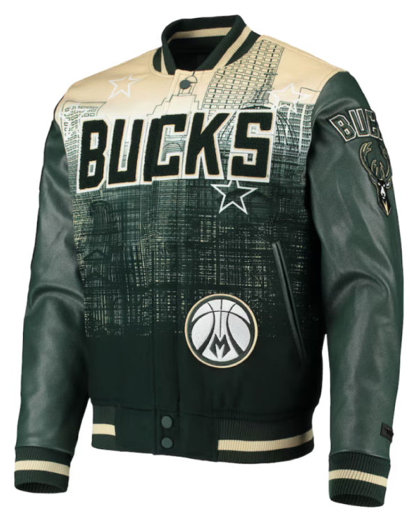 Men’s Milwaukee Bucks Pro Standard Green Remix Varsity Full-zip Jacket