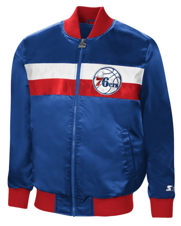 Men’s Philadelphia 76ers Starter Royal The Ambassador Satin Full-zip Jacket