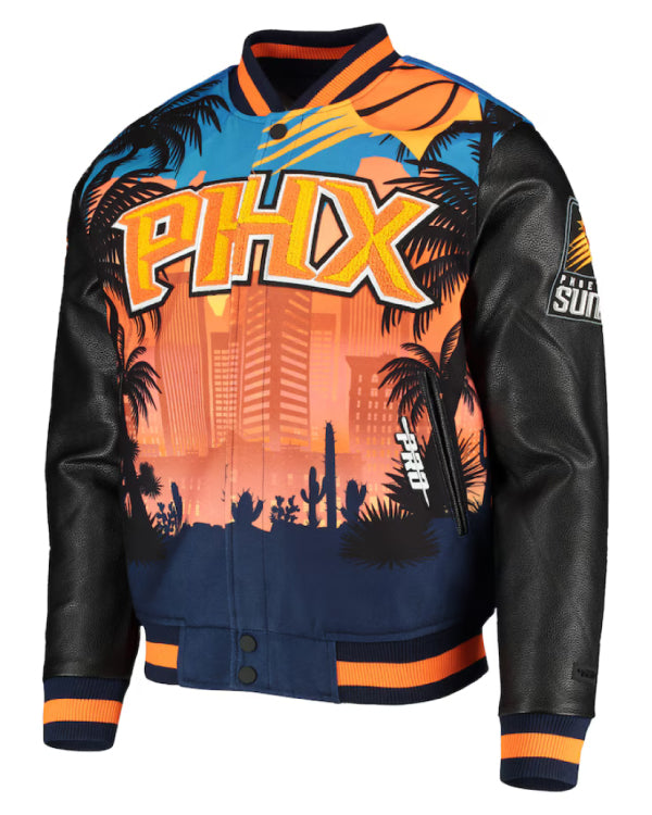 Men’s Pro Standard Black Phoenix Suns Team Remix Varsity Full-Zip Jacket