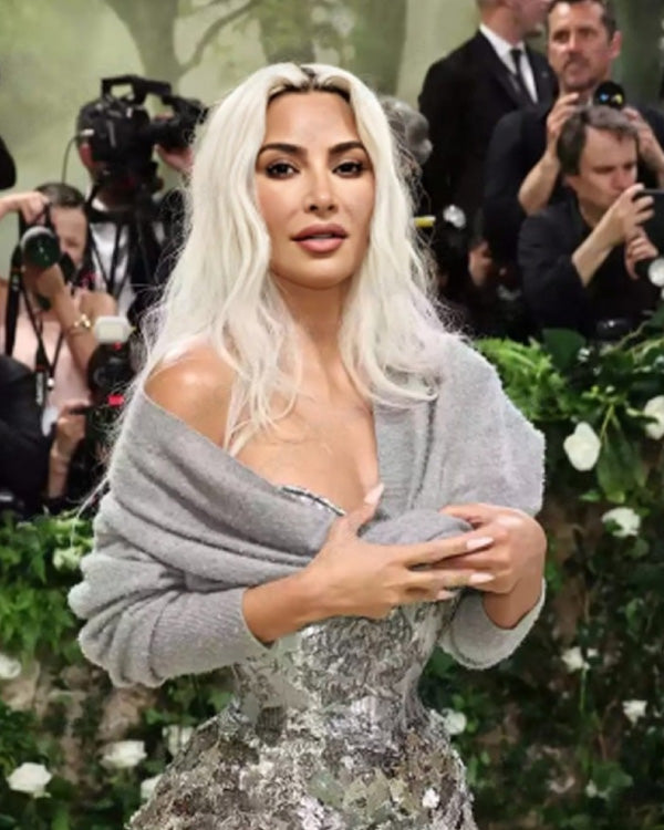 Met Gala 2024 Kim Kardashian Grey Cardigan