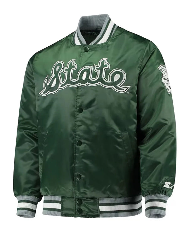 Michigan State Spartans O-Line Green Varsity Satin Jacket