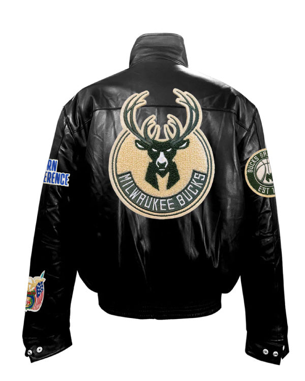 Milwaukee Bucks Full Black Leather Jacket