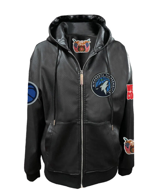 Minnesota Timberwolves Lightweight Vegan Zip-up Hooded Jacket