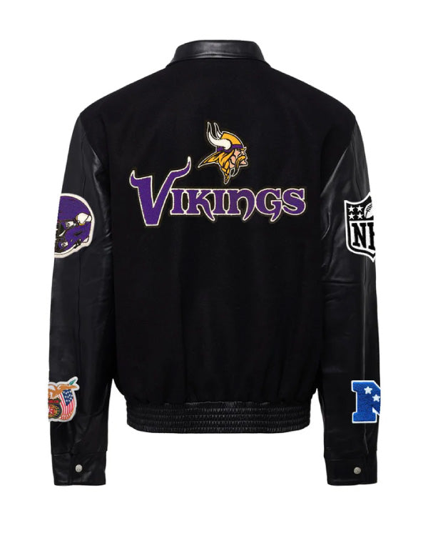 Minnesota Vikings Black/black Wool & Leather Jacket