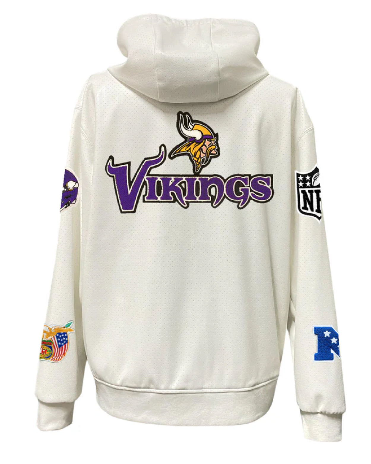 Minnesota Vikings Lightweight White Vegan Zip-up Hooded Jacket