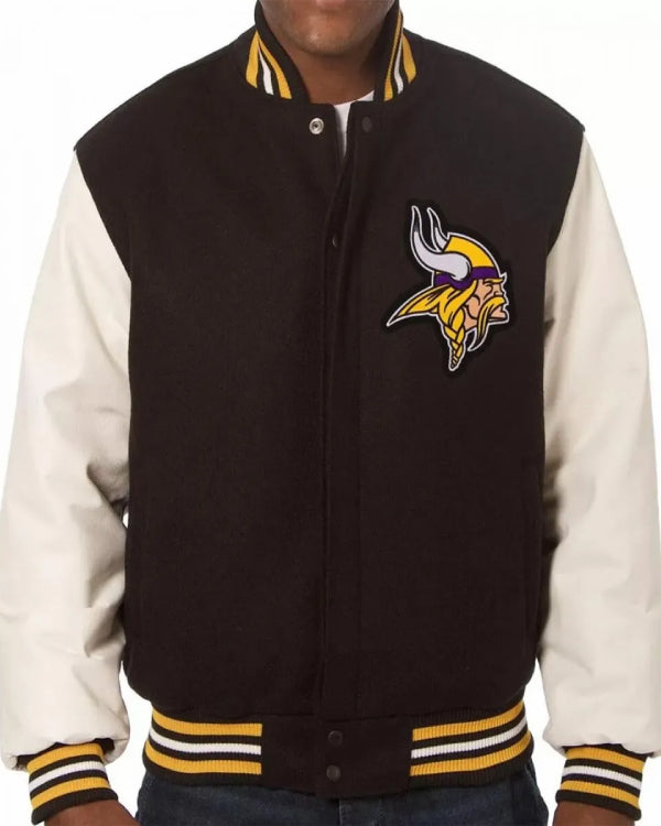 Minnesota Vikings Varsity White and Black Jacket