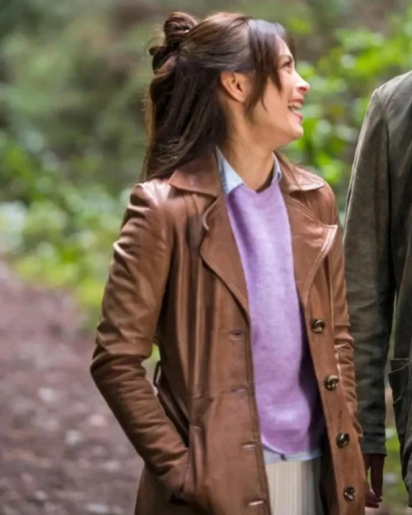 Murder In A Small Town 2024 Kristin Kreuk Leather Coat