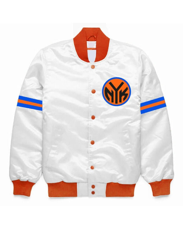 NBA New York Knicks White Varsity Jacket