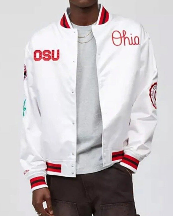 NCAA Ohio State University White Varsity Jacket