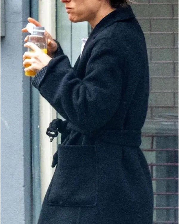 Natalie Portman Street Style Long Black Coat