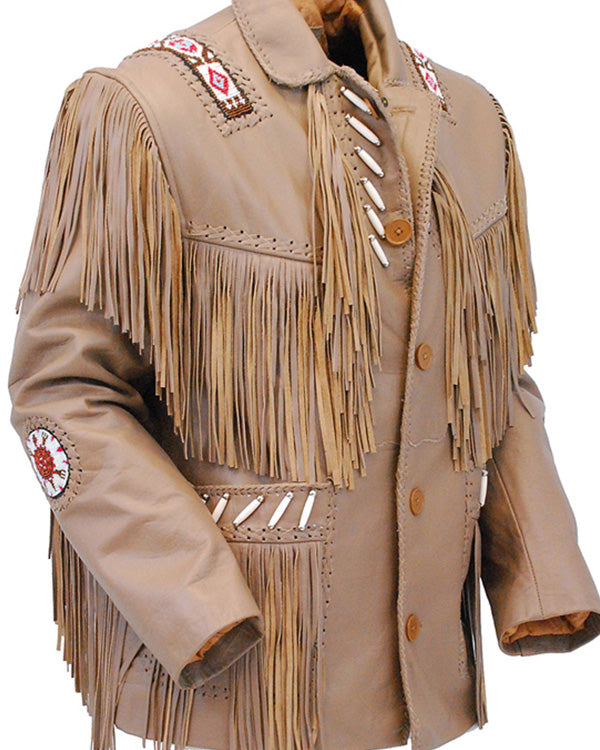 Native American Cowboy Western Style Leather Jacket