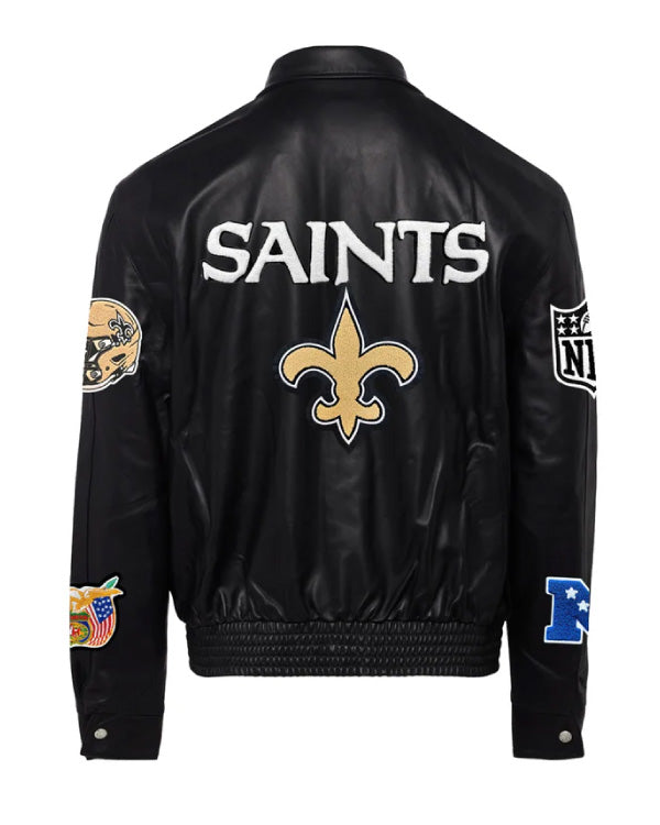 New Orleans Saints Full Black Leather Jacket