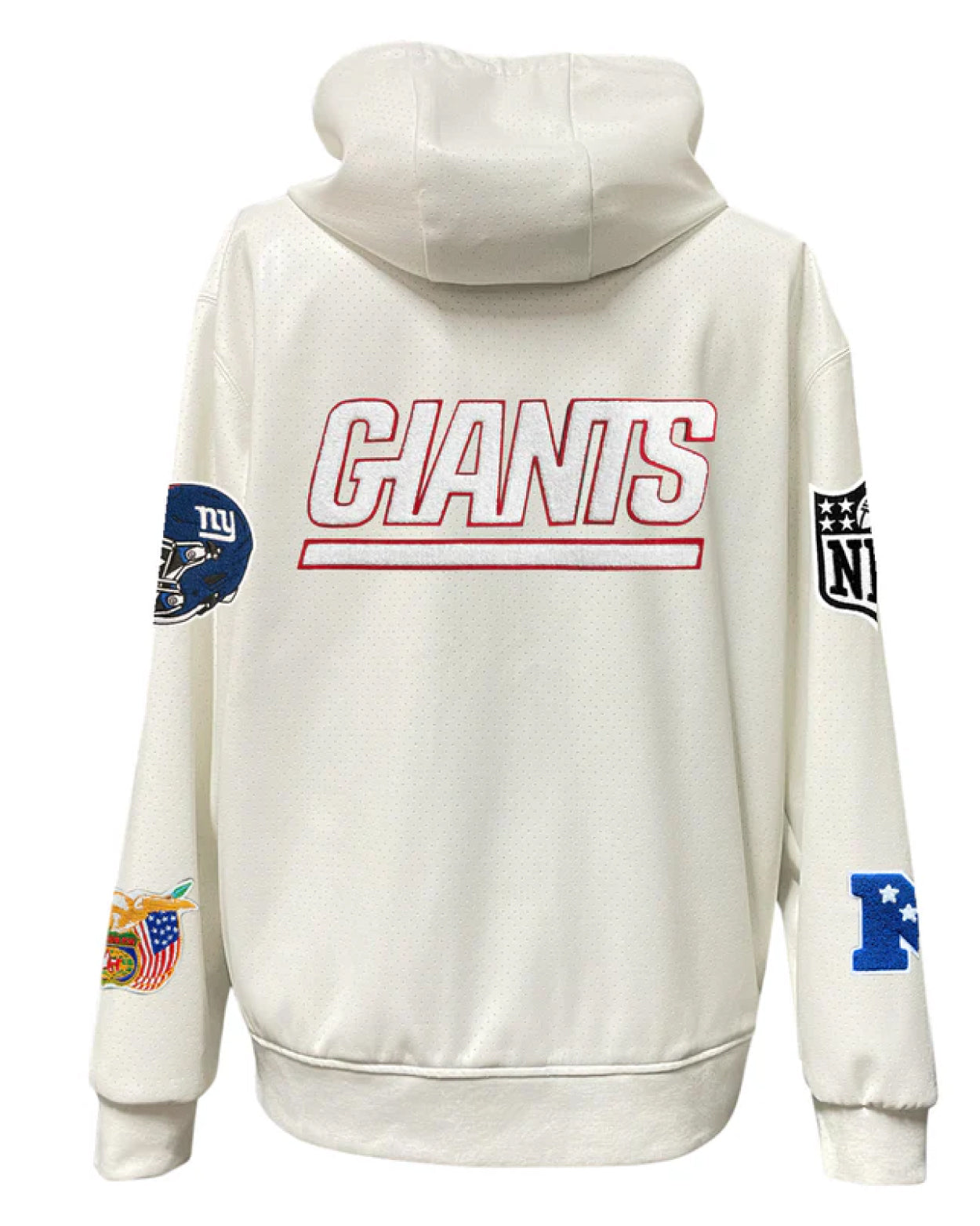 New York Giants Lightweight White Vegan Zip-up Hooded Jacket