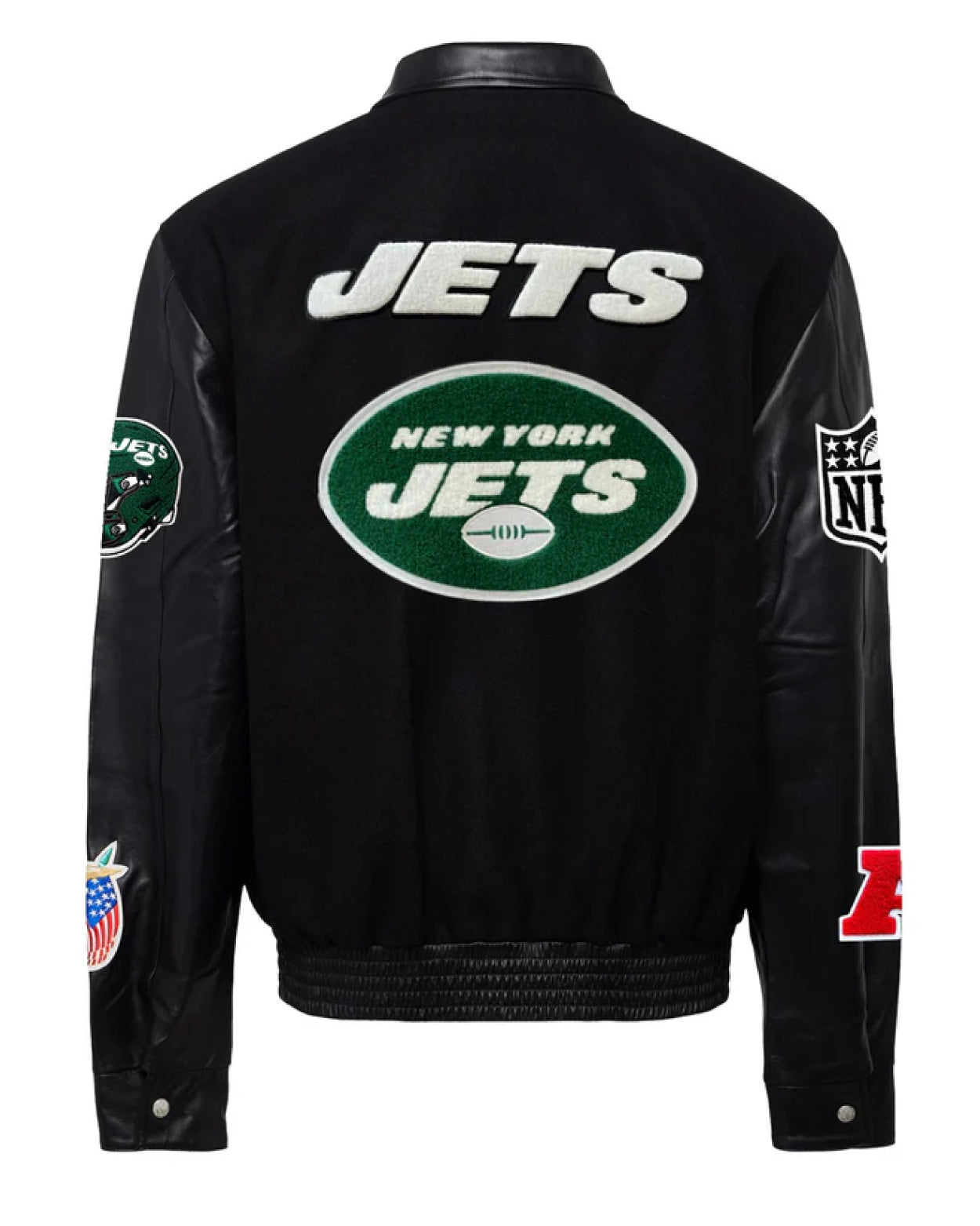 New York Jets Black/black Wool & Leather Jacket