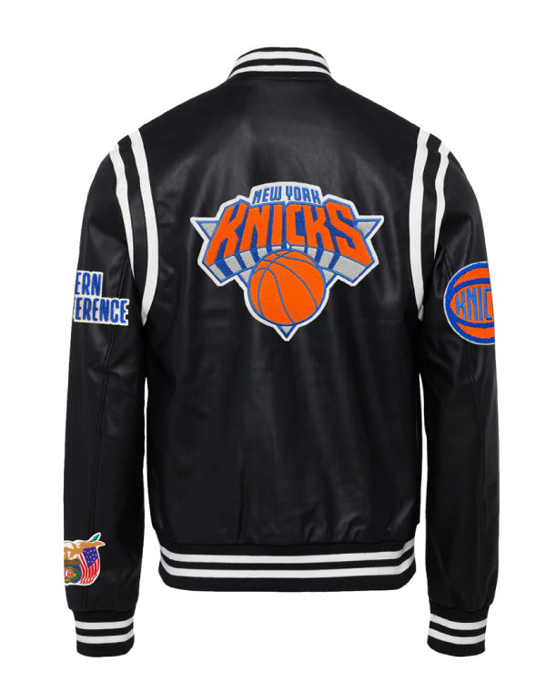 New York Knicks Black/White Vegan Leather Jacket