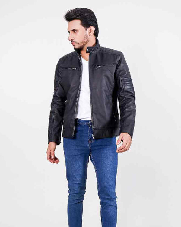 Noah Black Leather Biker Jacket